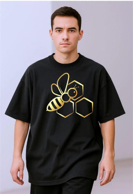 BLOSSOMTRADER Printed Men Round Neck Black T-Shirt