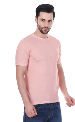 laxmistitch Checkered Men Round Neck Pink, White T-Shirt