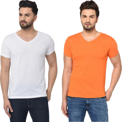 Adorbs Trend Solid Men V Neck Multicolor T-Shirt