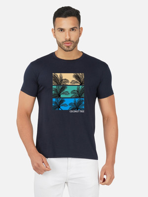 Moda Rapido Printed Men Round Neck Navy Blue T-Shirt