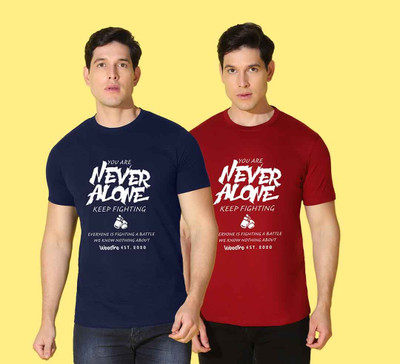 WOOSTRO Printed Men Round Neck Blue, Red T-Shirt