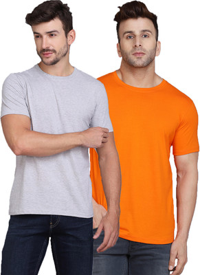 SLOWLORIS Solid Men Round Neck Multicolor T-Shirt