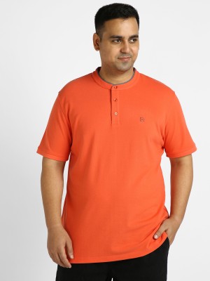 Urbano Plus Solid Men Polo Neck Orange T-Shirt