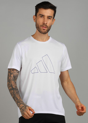 ADIDAS Printed Men Round Neck White T-Shirt