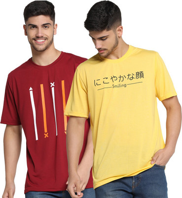 INKKR Printed Men Round Neck Multicolor T-Shirt