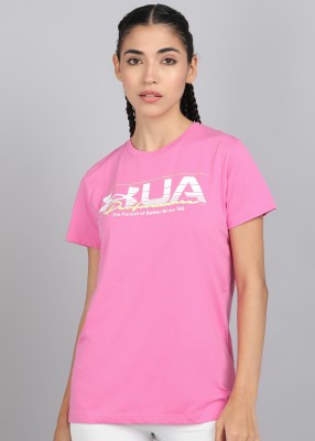 UNDER ARMOUR Printed Women Round Neck Pink T-Shirt