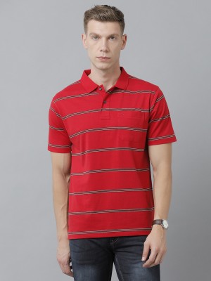 Classic Polo Striped Men Polo Neck Red T-Shirt