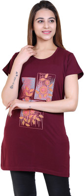 DG Divine GirL Graphic Print Women Round Neck Light Blue T-Shirt