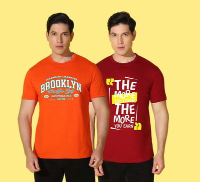 WOOSTRO Printed Men Round Neck Multicolor T-Shirt