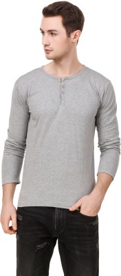 FABSTONE COLLECTION Solid Men Round Neck Grey T-Shirt
