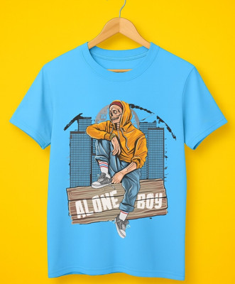 FASHIENT Printed Men Crew Neck Light Blue T-Shirt