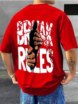 MUT Fashion Printed Men Round Neck Red T-Shirt