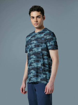 TECHNOSPORT Printed Men Crew Neck Multicolor T-Shirt
