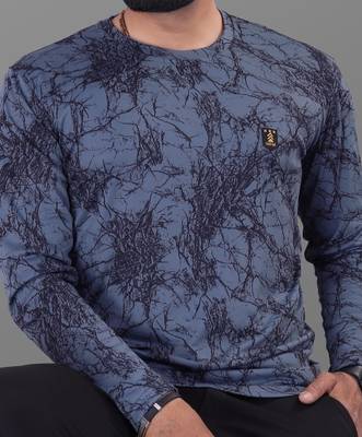 VeBNoR Printed Men Round Neck Grey T-Shirt