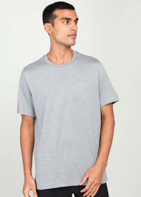 ADIDAS Solid Men Round Neck Grey T-Shirt