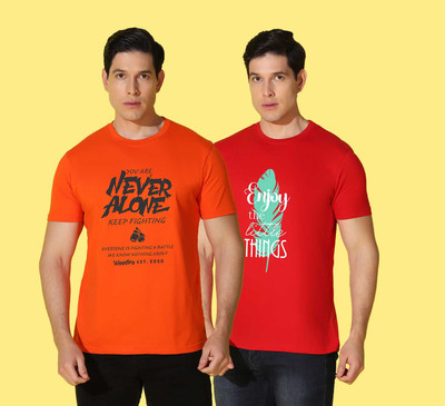 WOOSTRO Printed Men Round Neck Multicolor T-Shirt