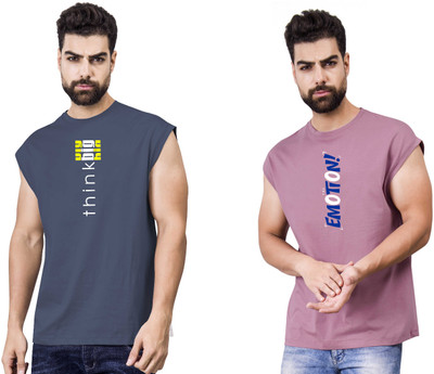 I&D Graphic Print Men Round Neck Multicolor T-Shirt
