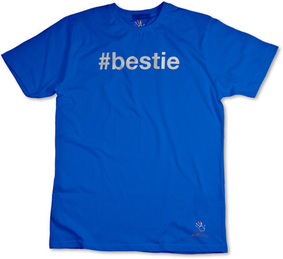 THE PRINT PLATTER Typography Men Round Neck Blue T-Shirt