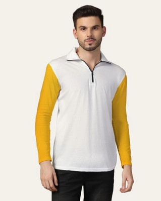 Trendfull Colorblock Men Polo Neck Yellow, White T-Shirt