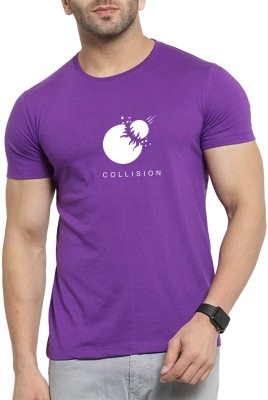 I GOOD LUCK GIFTINGS Printed Men Round Neck Purple T-Shirt