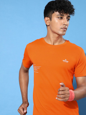 WROGN ACTIVE Printed Men Crew Neck Orange T-Shirt