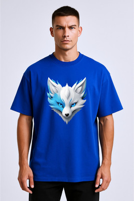goodsign Graphic Print Men Round Neck Blue T-Shirt