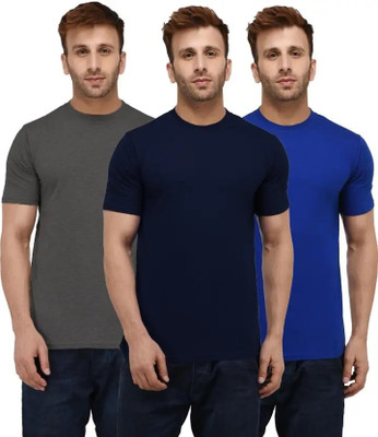 GLADLY Solid Men Round Neck Multicolor T-Shirt