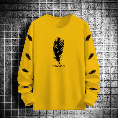Varsha Printed Men Round Neck Yellow T-Shirt