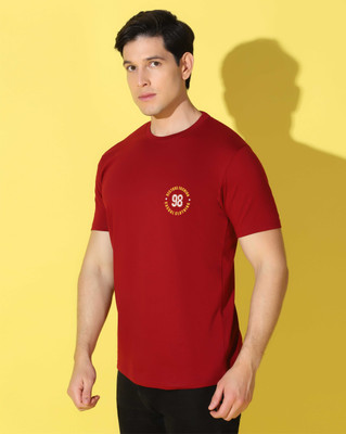 WOOSTRO Graphic Print Men Round Neck Maroon T-Shirt