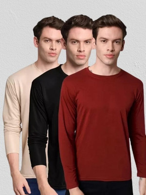 SM SHAYAM CREATION Solid Men Round Neck Multicolor T-Shirt