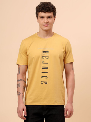 CANTABIL Printed Men Round Neck Yellow T-Shirt