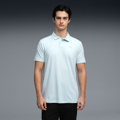 PUMA Solid Men Polo Neck Blue T-Shirt