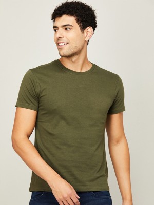 London Crew Solid Men Round Neck Green T-Shirt