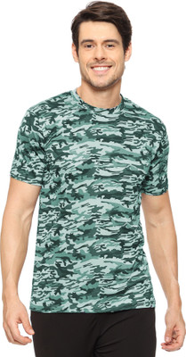 TQH Printed Men Round Neck Green T-Shirt