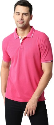 WEAR YOUR OPINION Solid Men Polo Neck Pink T-Shirt