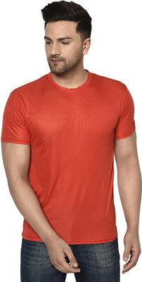 InkTees Solid Men Round Neck Red T-Shirt