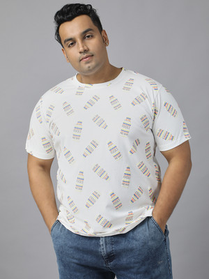XMEX Printed, Typography Men Round Neck White T-Shirt