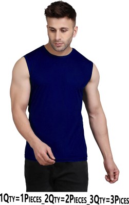 UDI n ADI Solid Men Round Neck Dark Blue T-Shirt