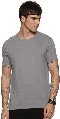 MIT Bharat Solid Men Round Neck Grey T-Shirt