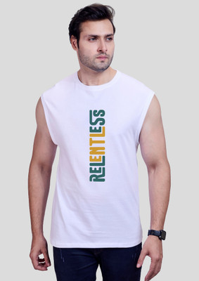 I&D Printed Men Round Neck White T-Shirt