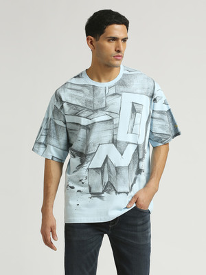 Pepe Jeans Printed Men Round Neck Blue T-Shirt