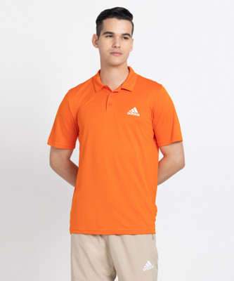 ADIDAS Printed Men Polo Neck Orange T-Shirt