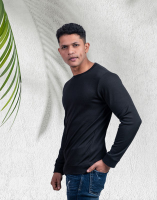 Lynx Solid Men Round Neck Black T-Shirt