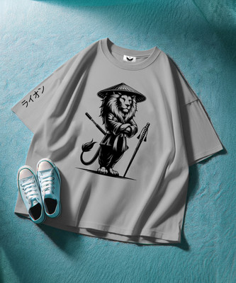 Trendway Printed Men Round Neck Grey T-Shirt
