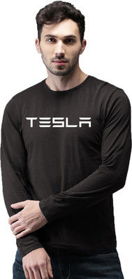 Organic Chics Typography Men Round Neck Black T-Shirt