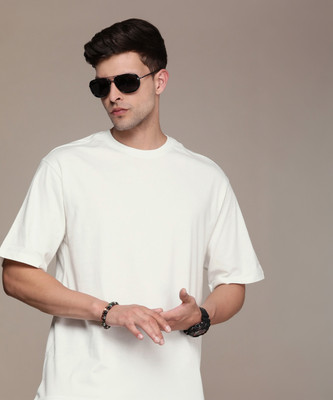 Roadster Solid Men Round Neck White T-Shirt