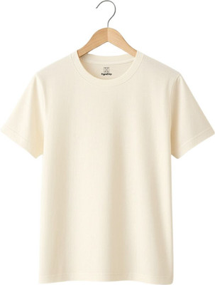 HypeDrip Solid Men Round Neck White T-Shirt