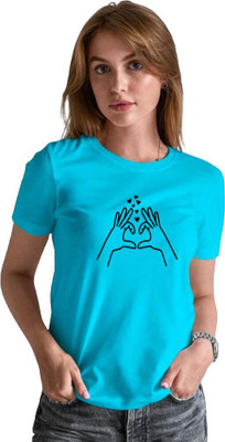 Trendtee Printed Women Round Neck Blue T-Shirt
