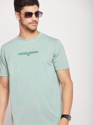 UBX Typography Men Round Neck Light Green T-Shirt