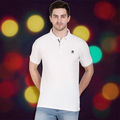 FARICON Solid Men Round Neck White T-Shirt